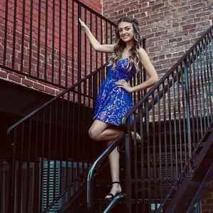 Windsor blue pink sequins hoco adjustable